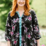 The Pioneer Woman 3/4 Sleeve Blouson Empire Tunic Top Womens Size XXXL Black Photo 0