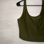 Old Navy  PowerSoft Olive Green Cropped Tank Sports Bra Top Medium Support Photo 2
