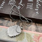 Blue Rose Floral Print Large Cabochon Stainless Steel Pendant Necklace 18 inches Silver Photo 5