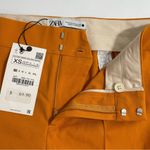 ZARA NWT  Pants Women's Size XS Mid Rise Flared Flat Front Orange Yellow Trousers Photo 5