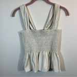 Lucy Paris ✨  August Faux Leather Smocked Tank Top Cream XS Photo 2