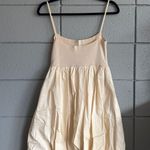 ZARA Women's Combination Knit Bubble Hem Mini Dress size S in Cream Coquette Photo 3