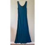 Silk Sz S Maxi Tank Silk Dress Sleeveless Scoop Neck Long Dress Blueish Blue Photo 1
