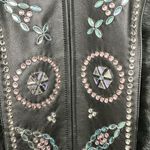 Cripple Creek Genuine Leather Rhinestone and Fur Jacket Black size Medium Photo 2