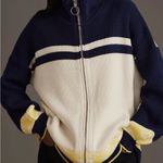 Anthropologie Maeve x  Blue Striped Aztec Fair Isle Zip Cardigan Coat Photo 7