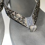 Unbranded Dark Grey Blinged Out Crystals Flip Flop Platform Sandals Size 10 Photo 11