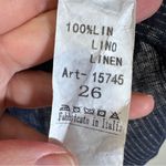 Nina Kendosa Blue Striped Linen Short Sleeve Button Down Shirt L Beachy Vacation Size L Photo 4