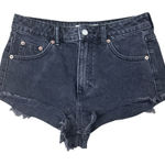 Topshop Kiri Black High Rise Denim Frayed Jean Shorts Size 6 Photo 0