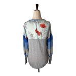 Anthropologie  Tiny Shirt Women Small Gray Raye Contrast Floral Puff Sleeve Tee Photo 3