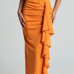 Orange Strapless Formal Dress Size XS Photo 2