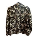 Laura Ashley Women's Jacket Large Black White Graphic Circles Embroidered Zipper Photo 2