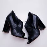 Anthropologie Marc Ellis Black Leather Snake Embossed Open Toe Bootie Photo 1