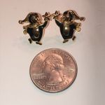 Avon Vintage Gold Tone Retro Black Enamel Penguin Pierced Earrings Photo 3