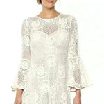 Donna Morgan Women’s Ivory Floral Crochet Lace Bell Sleeve Dress Sz 10 Photo 0