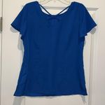 Talbots Crisscross V Back Flutter Sleeve Top/Blouse – Color Bright Blue– Size M Photo 2