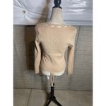 Le Lis Collection Long Sleeve Square Neck Bodysuit Beige Ribbon Tie Women's L Tan Size L Photo 2