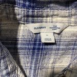 Old Navy  Shirt Womens Medium The Boyfriend Flannel Plaid Blue White Buttondown Photo 1