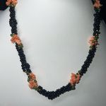 Vintage Black Onyx Coral & Jade Bead Necklace Photo 3