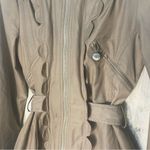 Betsey Johnson  Khaki Tan Scalloped Tie Back Zip Up Jacket- size S Photo 15