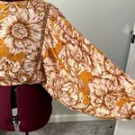 BAND OF THE FREE Libby Gold Floral Bell Sleeve Cropped Top Button Up NWT Small Photo 11