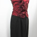 Vintage 1990s Red Black Faux Vest Jumpsuit with Blazer Leopard Animal Print Size 14 Photo 2