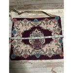 Oriental Crossbody Bag Adjustable Strap Purple Velvet Metallic Purse Photo 3