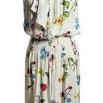Parker  Ruffled Floral Midi Dress Women XS White Silk Novelty Asymmetrical Party Photo 0