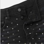 The Kooples Studded Denim Distressed Fray Cheeky Mini Shorts Black Photo 11