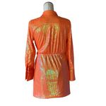 NWOT HOUSE OF HARLOW 1960 All Over Sequins Orange Wrap Shirt Blazer Dress Size XS Photo 5