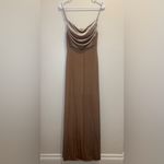 Revelry Skye Velvet Champagne Cowl Neck Maxi Dress Size 2 Gold Photo 1