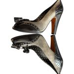 Moschino Italy Black & Gray Suede Leather Peep Toe Pumps Women’s Size 6.5 Photo 4