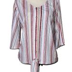 Late August  women's medium 3/4 sleeve blouse v-neck button accent tie bottom Photo 8