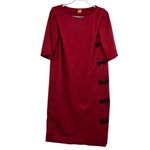 Vintage 1960s Handmade Couture Wool Dress Crimson Red w/ Black Frog Closures Size 8 Photo 4