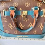 Adrienne Vittadini Adrianne Vittadini Signature Collection Dome Satchel w/Lock Chocolate Teal Bag Photo 9