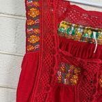 Free People  Embroidered Red Top size S Photo 5