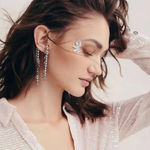 Free People Judy Pearl Ear Chain NWT Rhinestones & Pearls Ear Cuff Ear Party Photo 0