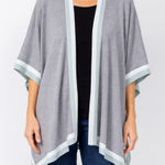 Chico's  Tipped Ruana Wrap Gray Blue Cardigan Sweater Size Large XLarge Photo 0