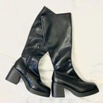 Target NEW  Chunky Black Faux Leather Wide Calf Platform Knee High Boots US 11 Photo 1