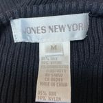 Jones New York Black Silk Short Sleeve Ribbed Knit Crew Neck Sweater Top Size M Photo 2