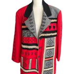 Anthony Mark Hankins Colorblock Wool Blend Coat With Embroidery & Lace Trim Sz3x Red Size 3X Photo 5