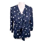 NY&C NWT small navy blue with polka dots button down front bow detail​​​​ Photo 1