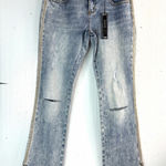 GRACE IN LA  27 Light Blue Distressed Boot Cut Jeans with Silver Strip Detail Photo 0