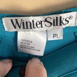 WinterSilks Womens 100% Silk Wide Leg Turquoise Blue Pant Size Petite Large Photo 5