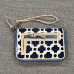 Spartina 449 Spartina Phone Wristlet Wallet Navy Orange Leather Linen Coastal Grandma Photo 2