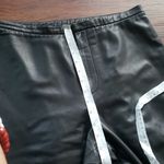 Oscar de la Renta  Black Edgy Whimsigoth Feminine 100% Leather Wide Leg Pants Photo 3