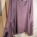 Simply Vera Vera Wang Purple Bell Sleeve ScoopNeck Embroidered Rose Top Size XL Photo 4