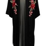 Rue 21  Women's/Junior's Black Long Mesh Floral Short Sleeve Kimono Size S‎ Photo 0
