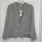 Eileen Fisher lightweight organic linen sparkle shaped blazer in Pearl (gray) Photo 2