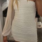 Hello Molly White One Sleeve Sparkly Dress Photo 0