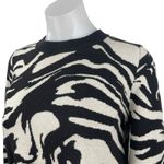 H&M Black White Zebra Marble Long Sleeve Knit Crew Neck Cropped Sweater Top Sz S Photo 1